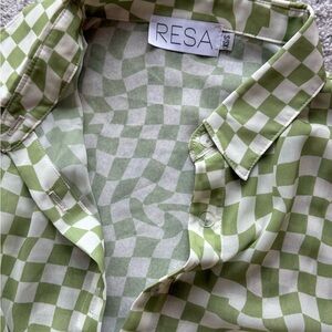 RESA Green and White Checkered Casual Shirt